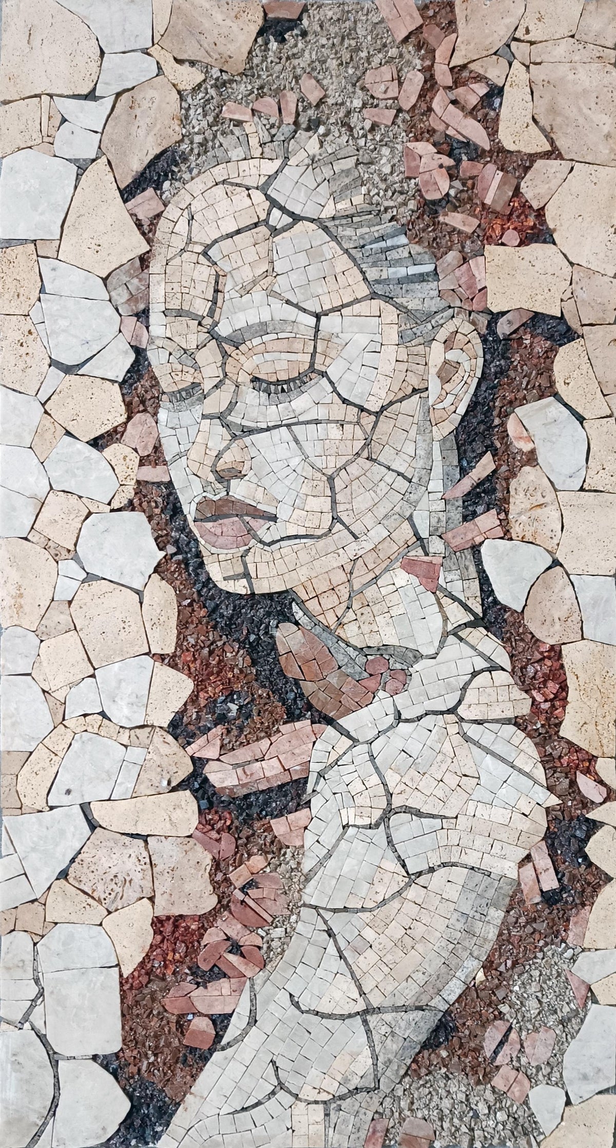 Handmade Mosaic Portrait of Woman Artistic, Wall Mural.