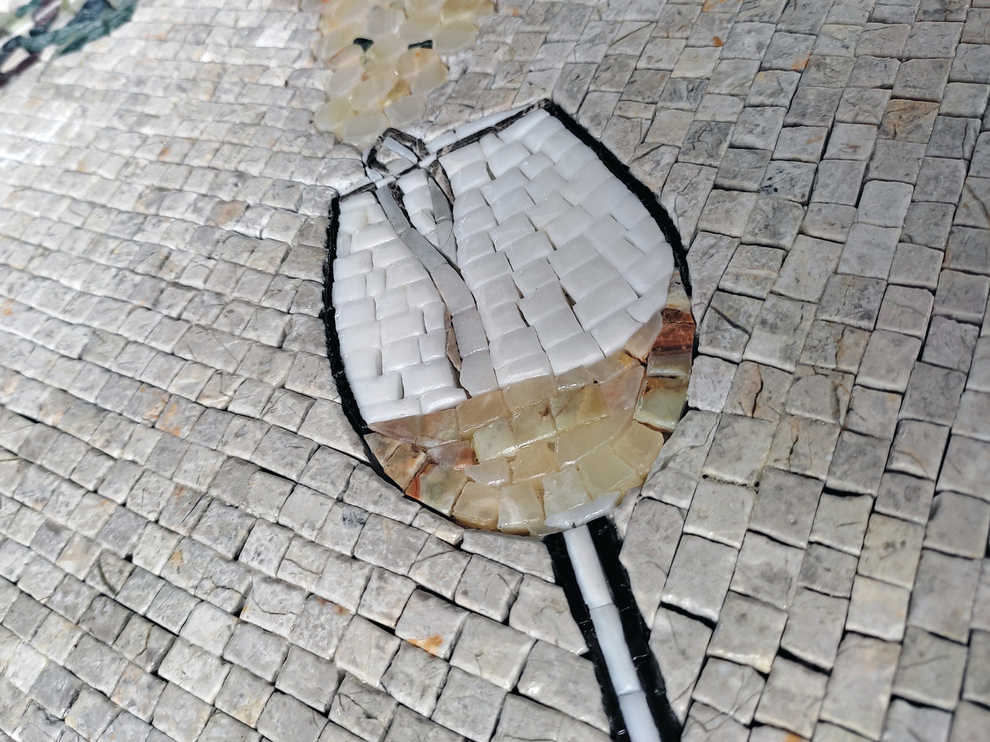 Handmade Marble Mosaic Tile: Champagne & Wine, Kitchen Backsplash (24x24)