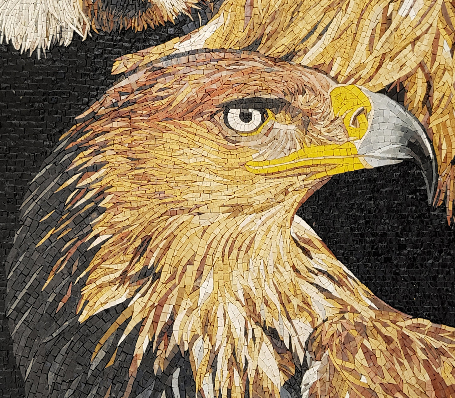 Lion & Falcon Mosaic Tile Art: Handmade Stone Mural (50” x 28”)