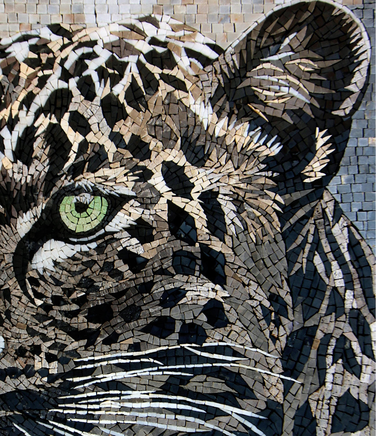 Handmade Cheetah Marble Mosaic Wall Art: Wild Cat Mural Decor