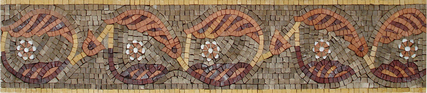 8" Handcrafted Pattern Marble Mosaic Border Design Art Tile Décor