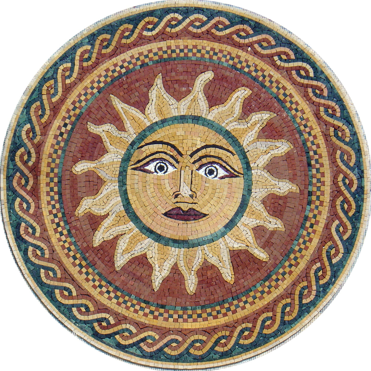 40" Handmade Celestial Moon Face Medallion Marble Mosaic Art Tile Stone Décor - Customization available
