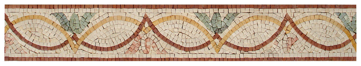 Floral Mosaic Border Tiles: 6" Geometrical Art