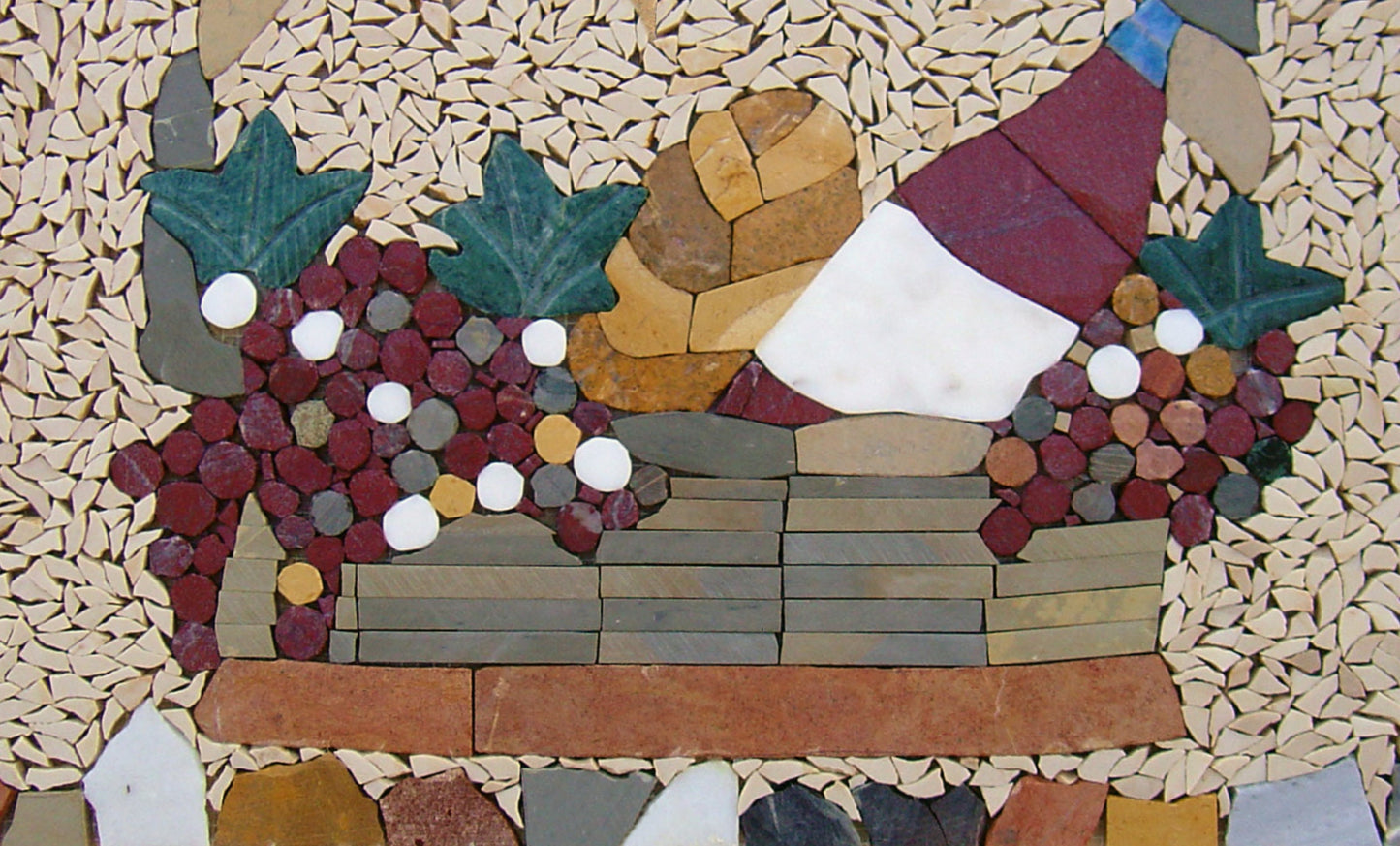 Handmade Wine Basket Mosaic Tile Art: Kitchen Backsplash Decor