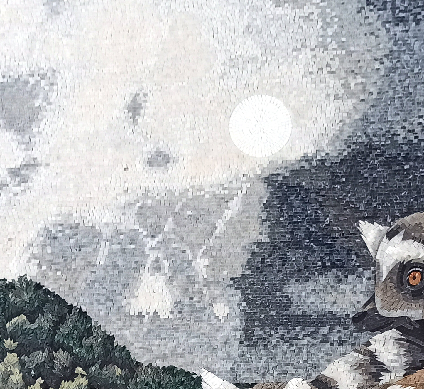 Handmade Lemurs Mosaic Tile Art: Rainforest Animal Wall Decor
