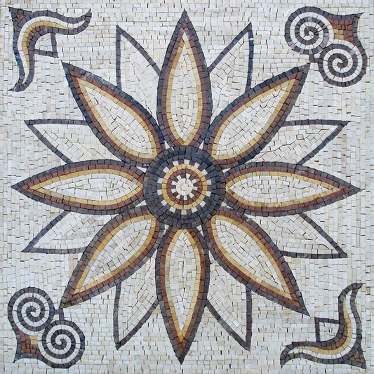 24" Handmade Marble Mosaic Square Floor Interior Home Décor Art Tile Stone.