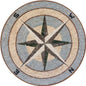 Handmade Marble Mosaic Medallion: Compass Rose Nautical Tile (35" Diameter)