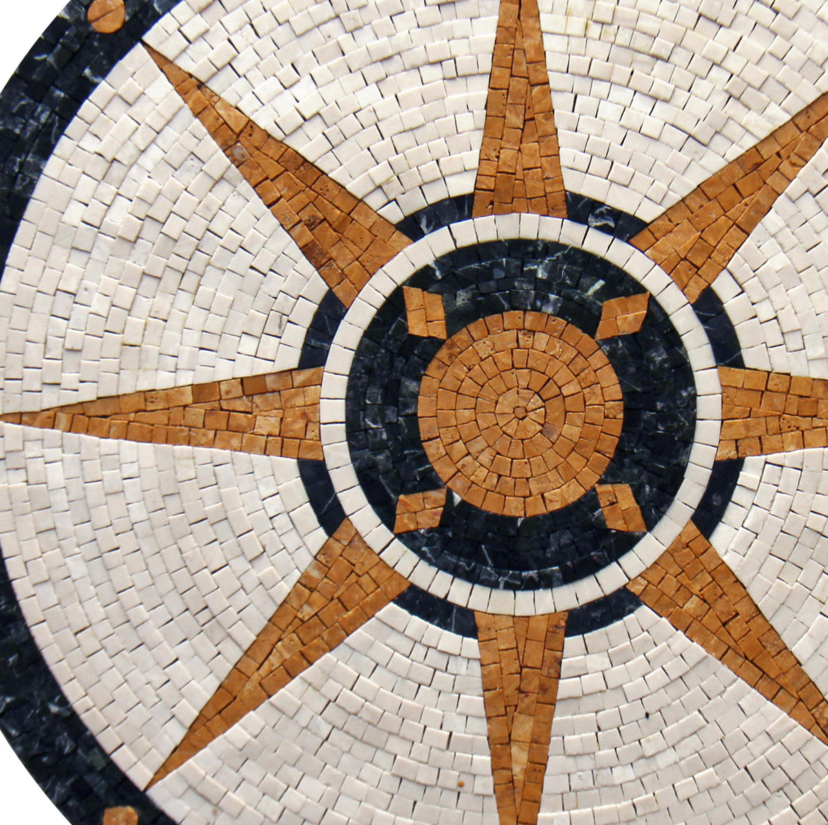 Floral Marble Mosaic Tile: Geometrical Square Pattern, Indoor/Outdoor