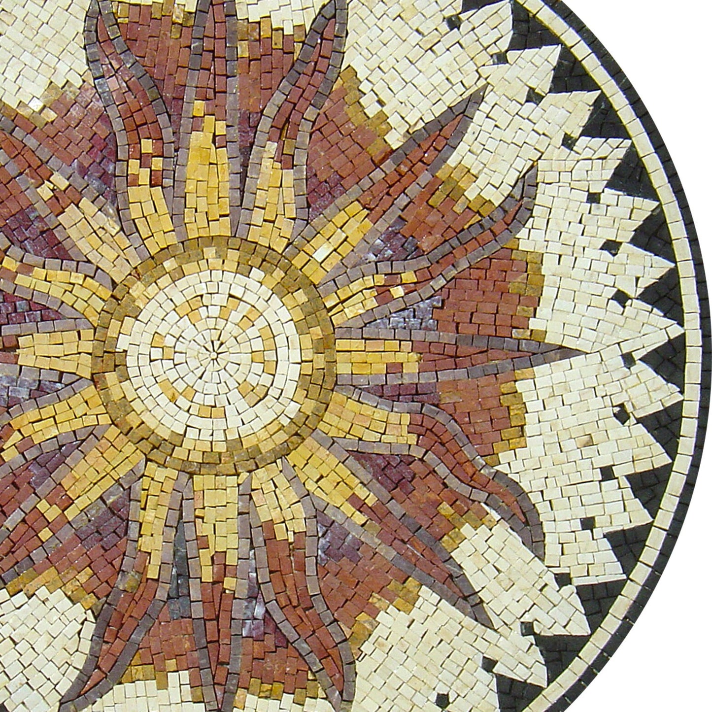 Sunny Splendor - 32-Inch Handmade Marble Sunflower Mosaic Medallion Art Tile Décor - Customization available