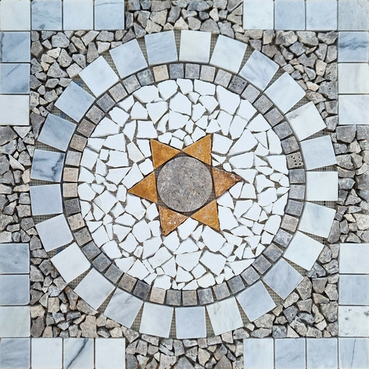 Handmade Natural Stone Mosaic Tile: Tropical Art Decor (24” x 24")