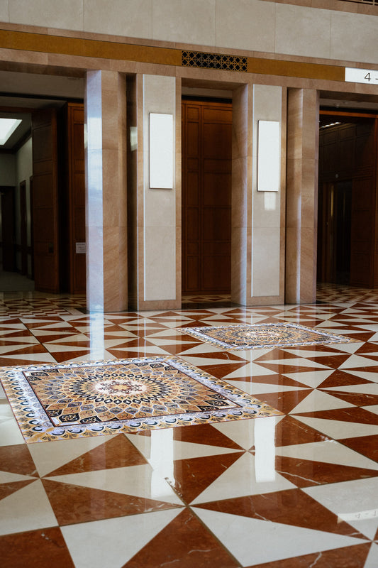 CR024 Pattern Area Rug Carpet Marble Mosaic Flooring Tile Art