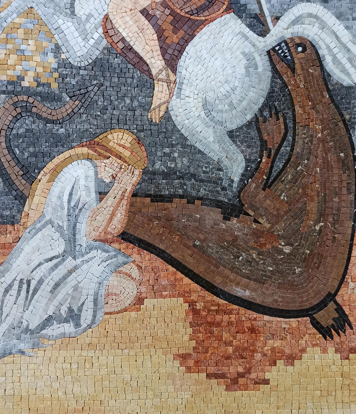 26"x52" Saint George Slaying the Dragon Mosaic – Religious Christian Decor, Custom Sacred Mura, Customization available