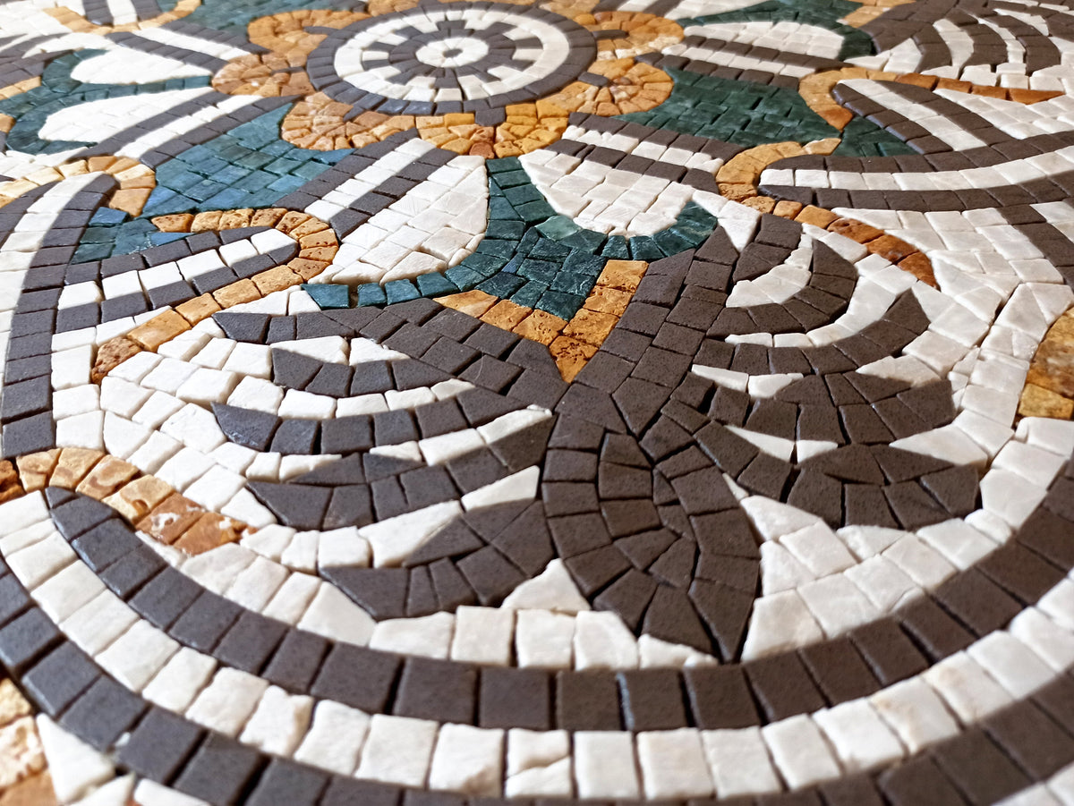 Handmade Geometric Marble Mosaic Tile: 36" Square Floor & Wall Decor