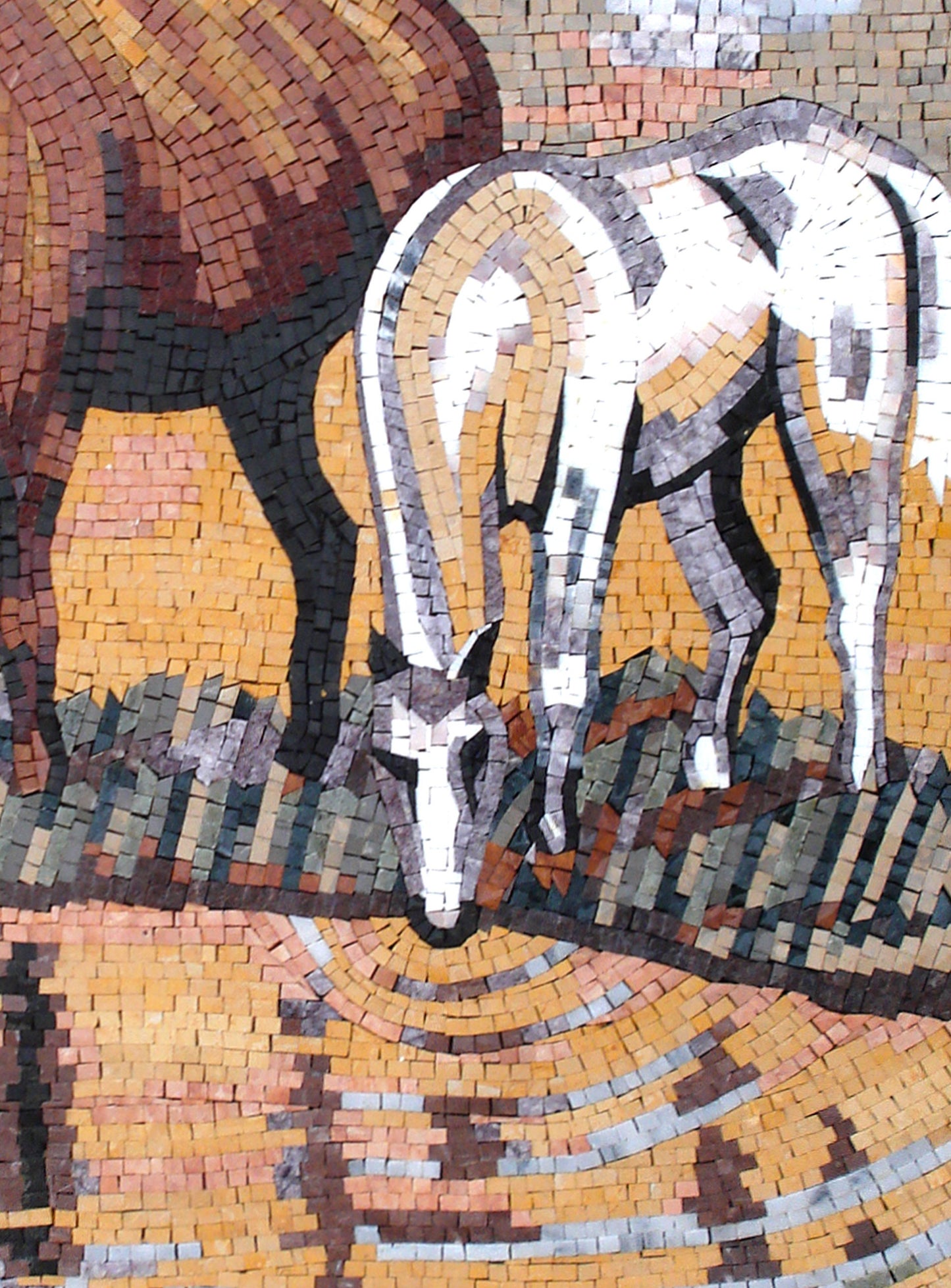 Handmade Horse Mosaic Tile Art: Rustic Home Decor (46” x 34")