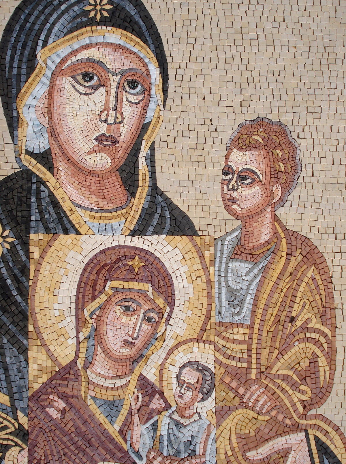 Handmade Jesus and Virgin Mary Marble Mosaic Art: Church Wall Decor