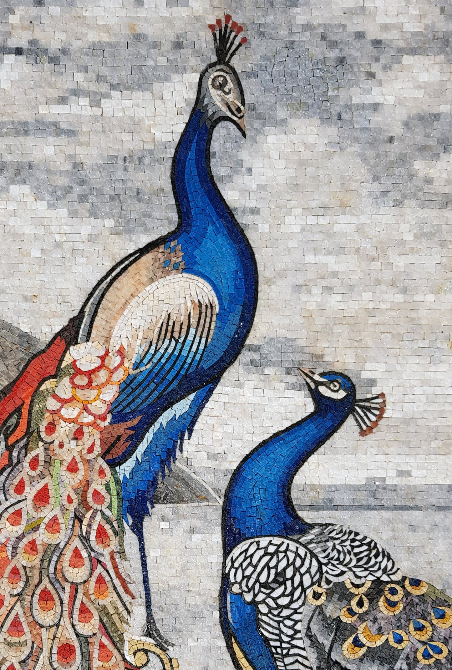 Handmade Peacock Mosaic Tile Art: Indoor/Outdoor Wall Decor (64” x 44”)