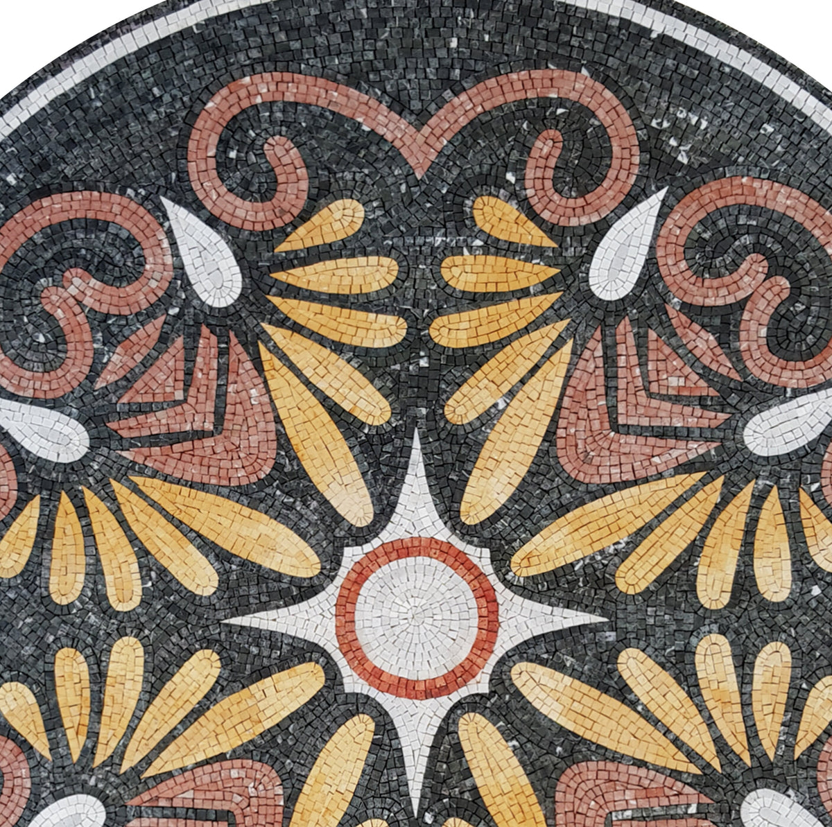 Handmade Marble Mosaic Medallion Art Tile: Pattern Décor (40" Diameter)