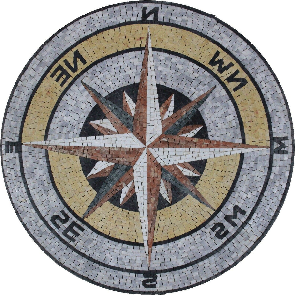 Oceanic Charm - Handmade Nautical Marble Medallion Mosaic - Art Tiles for Elegant Flooring - Customization available