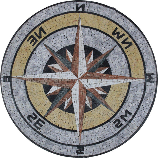 Oceanic Charm - Handmade Nautical Marble Medallion Mosaic - Art Tiles for Elegant Flooring - Customization available