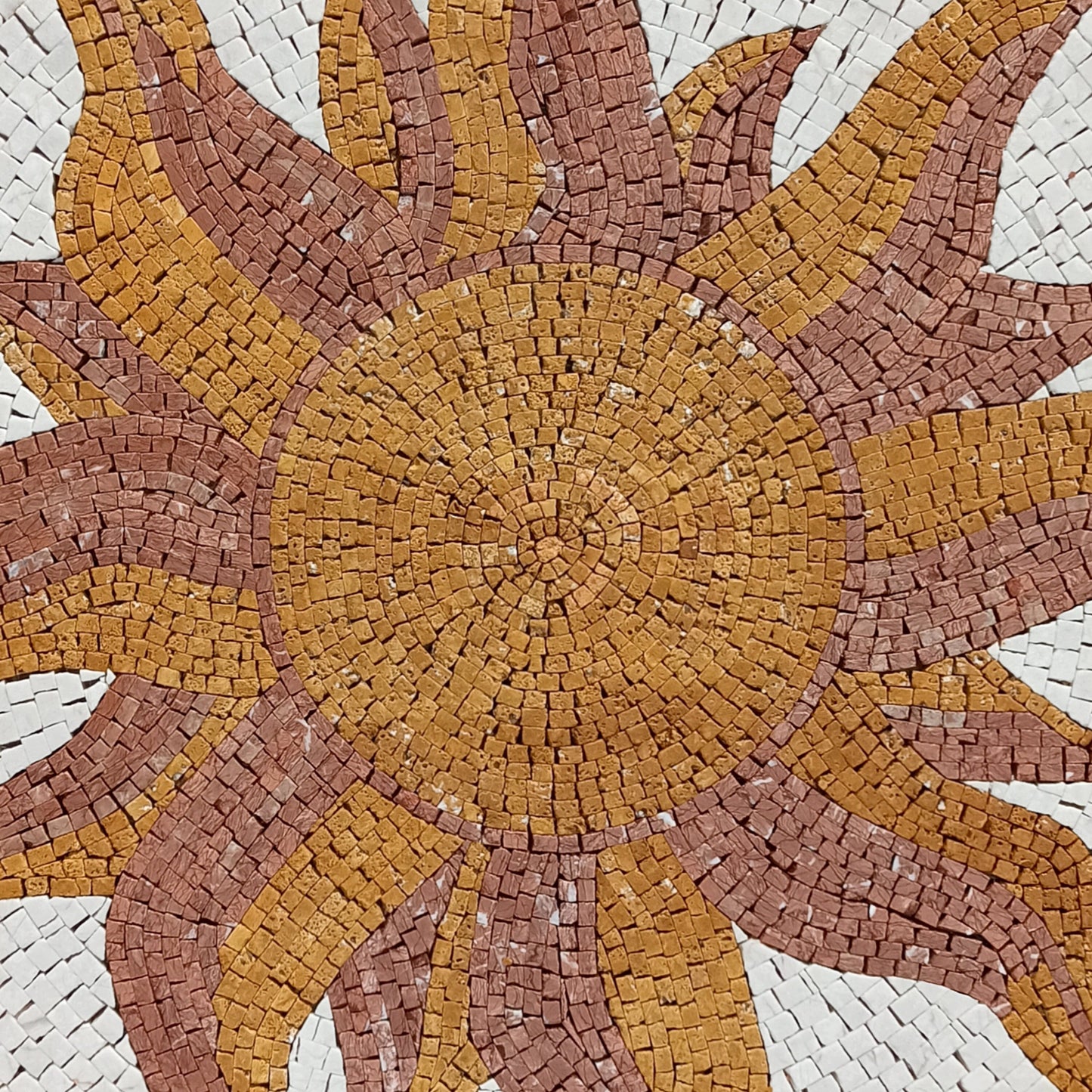 Radiant Bloom - 32-Inch Handmade Sunflower Decorative Medallion - Marble Mosaic Art Tile Decor - Customization available