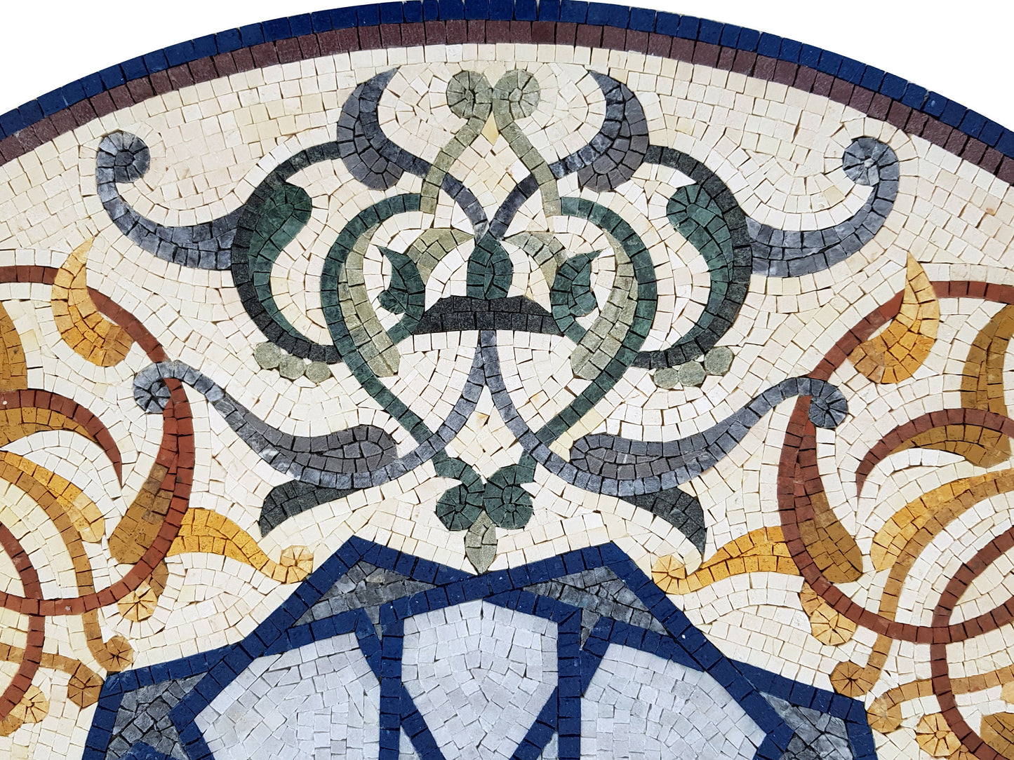 Handmade Marble Mosaic Medallion Art Tile - 40" Diameter