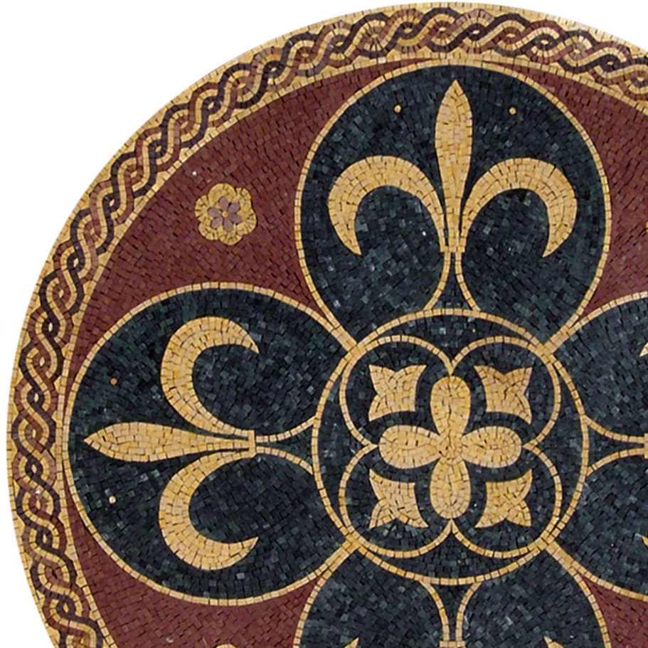 Elegant Harmony - 32-Inch Handmade Pattern Mosaic Medallion - Natural Marble Tile Décor - Customization available