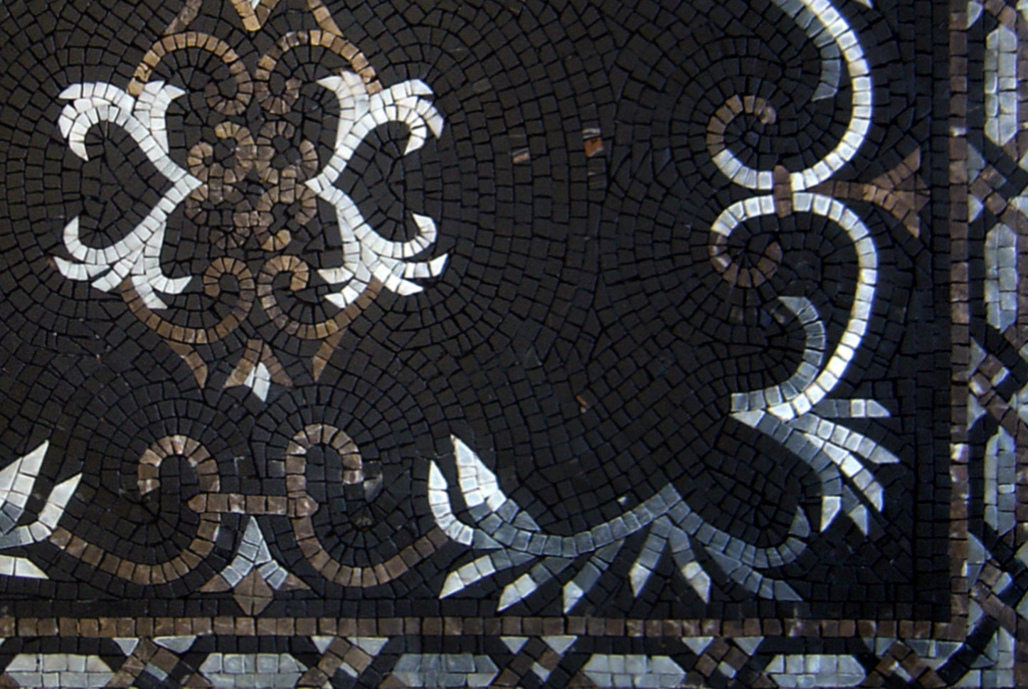 Handmade Marble Mosaic Rug: Black and White Home Decor (48” x 32")