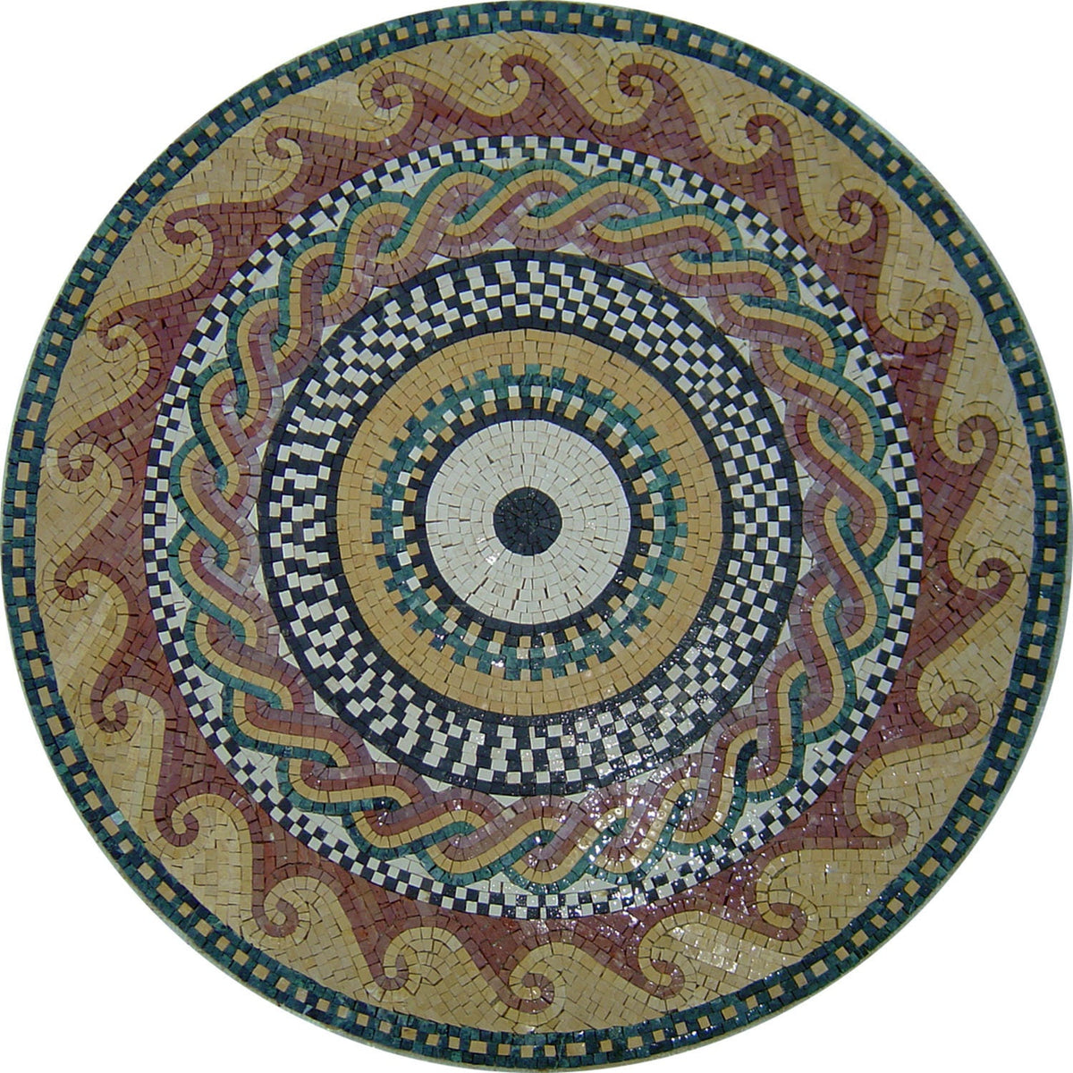 Handmade Marble Mosaic Medallion Art Tile - 32" Pattern Décor