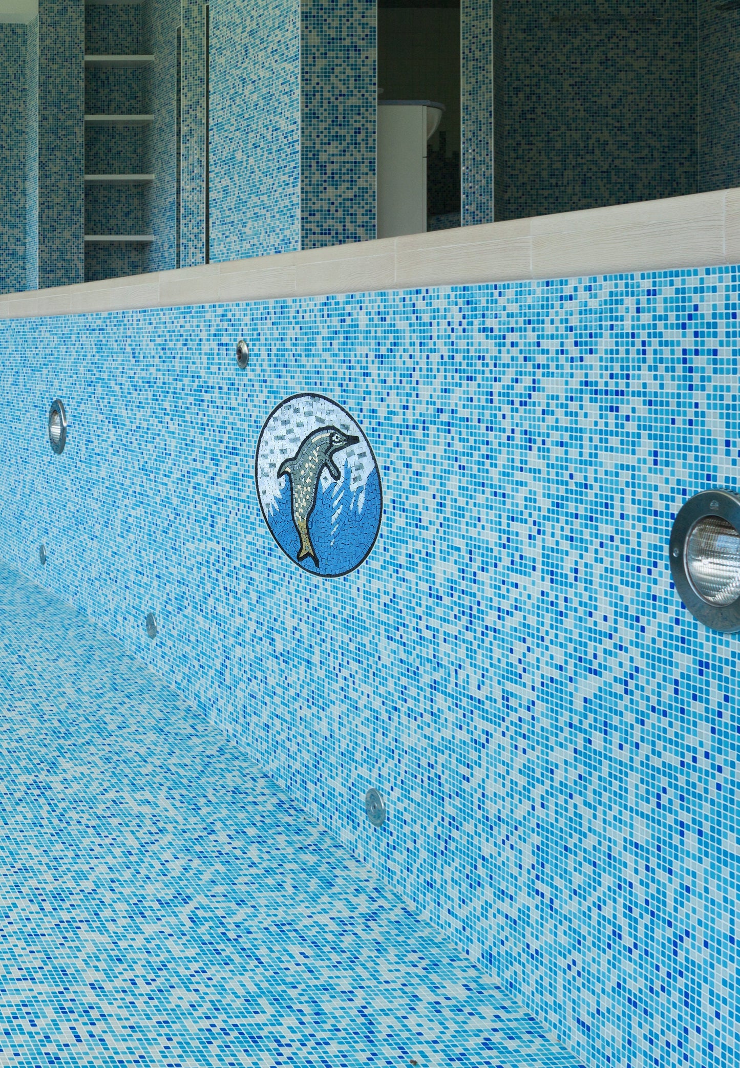 Handmade Dolphin Marble Mosaic Backsplash - 16" Round Medallion