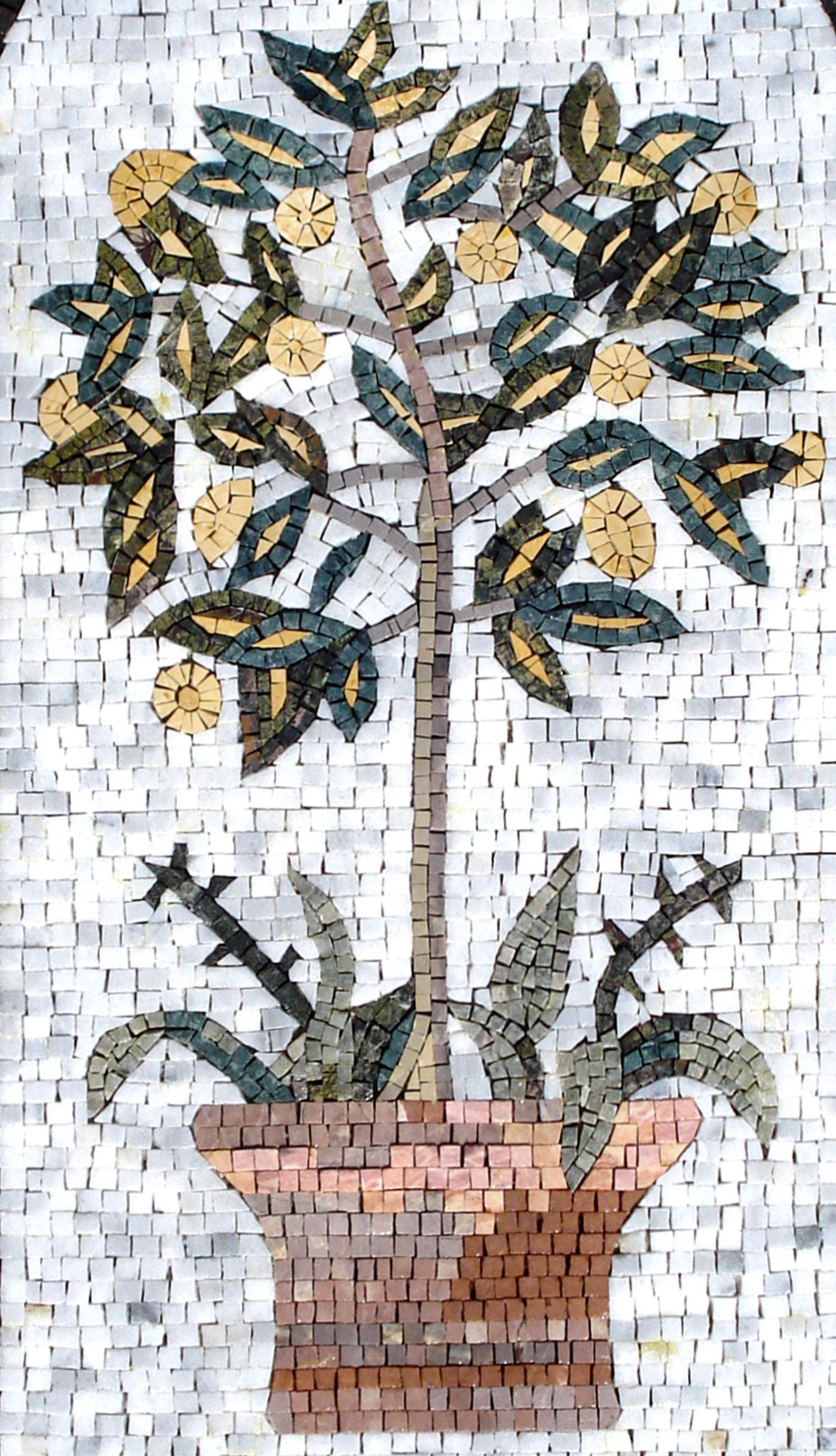 36" Handmade Floral Design Arched Mosaic Wall Art Décor