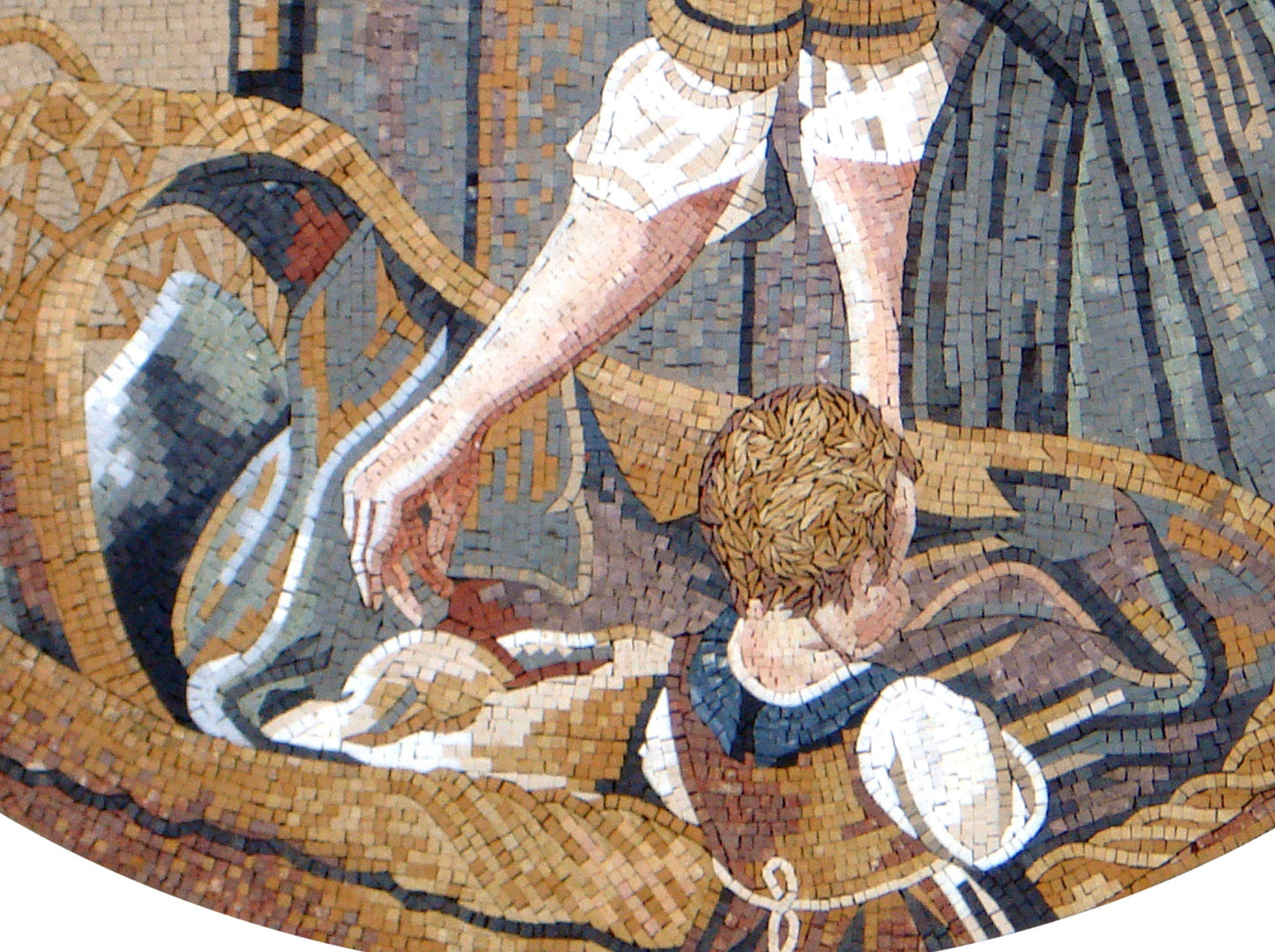 Johannes Weiland Mosaic Mural: Old Maid Reproduction, Marble Stone Tiles