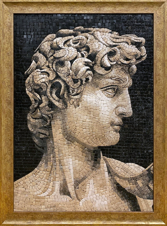David of Michelangelo Mosaic Tile Art: Handmade Marble Reproduction