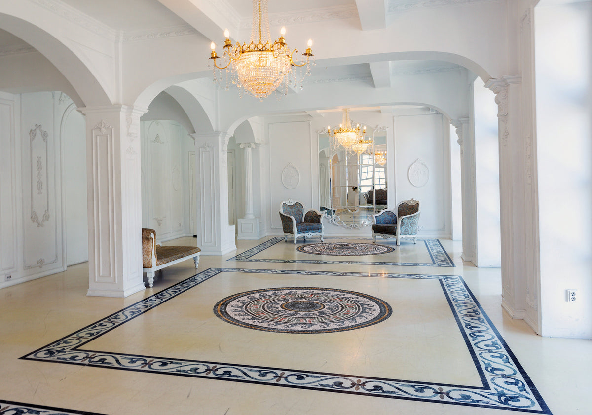 Marble Mosaic Medallion Tiles for Flooring or Walls. Customization available, Flooring