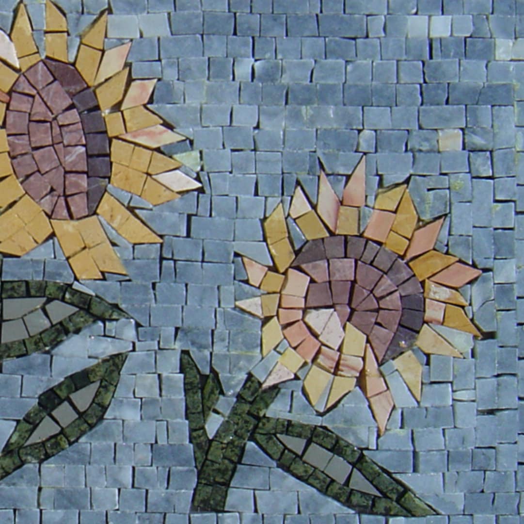 Handmade Sunflower Marble Mosaic: Kitchen Backsplash Wall Art