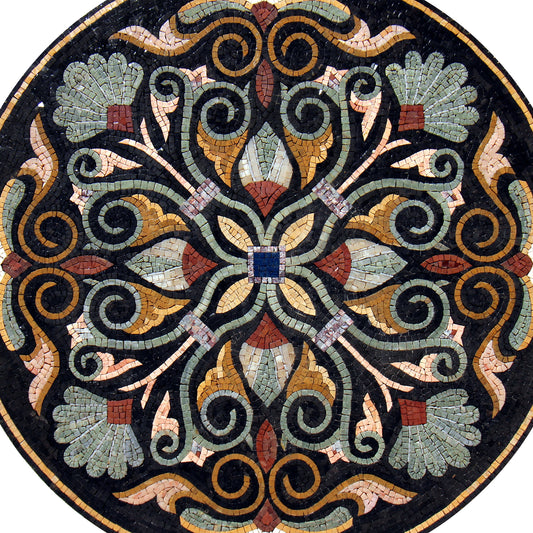 32" Boho Chic Splendor: Handmade Glam-Inspired Patterned Mosaic Medallion - Customization available