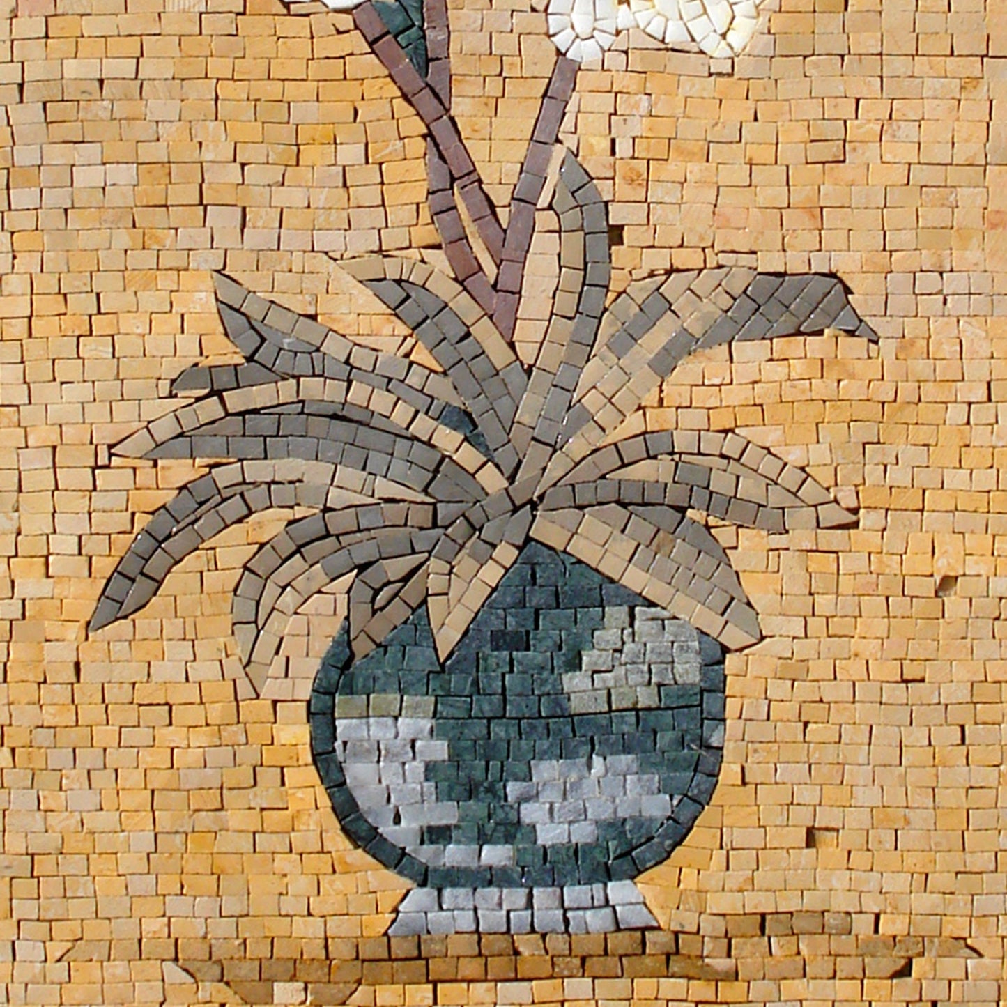 Handmade Daisy Mosaic Wall Art: Floral Stone Vase Decor