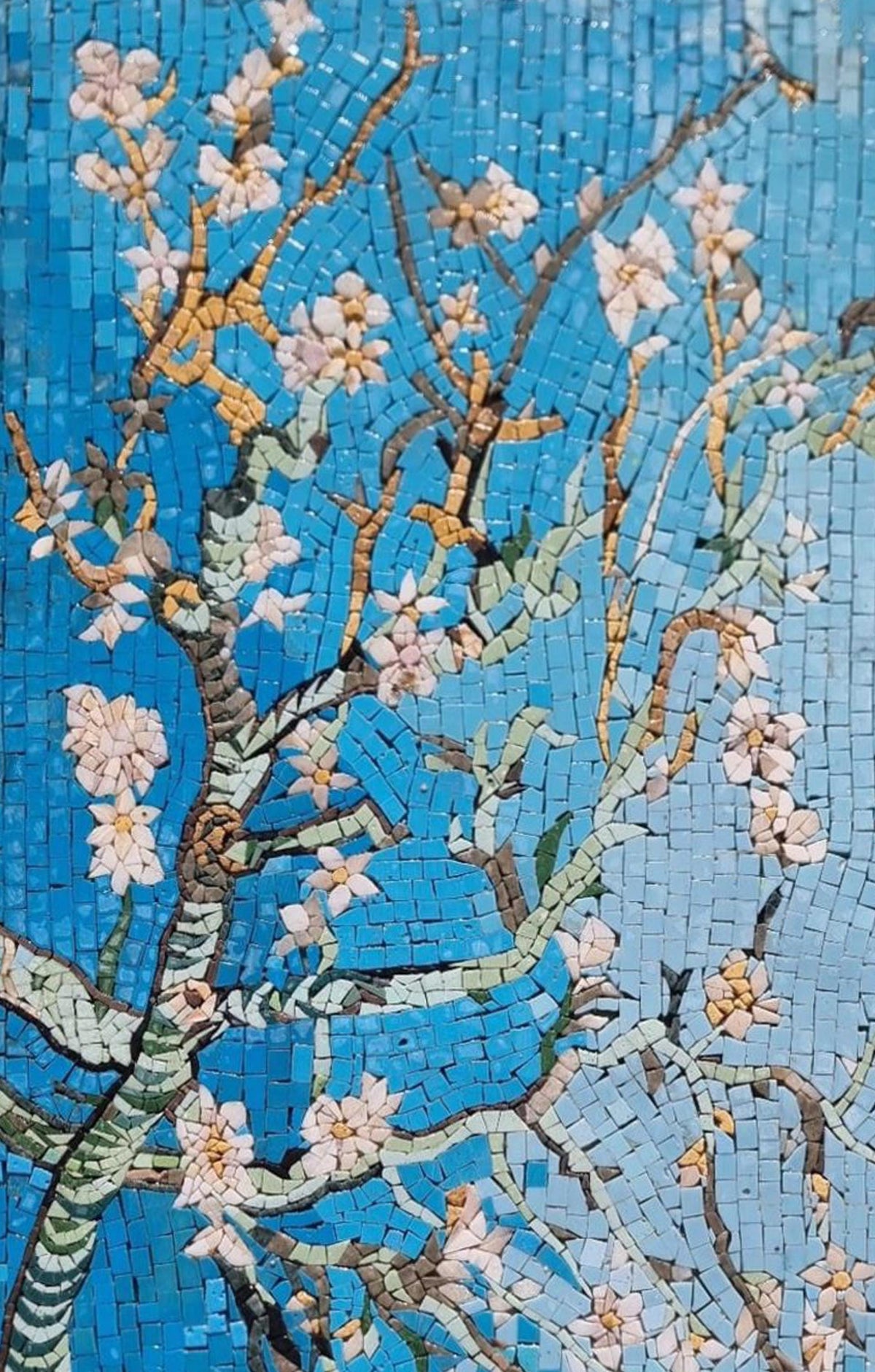 20″×32″ Tree Roots & Sky Mosaic – Handmade Marble Wall Art, Nature Landscape Accent, Customization available