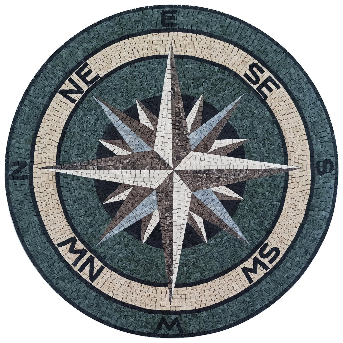 Navigating Elegance - Handmade Compass Bathroom Tile & Pool Medallion Marble Mosaic Art - Customization available