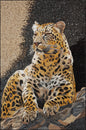 Handmade Leopard Mosaic Tile Art: Indoor/Outdoor Wall Decor (48” x 32")