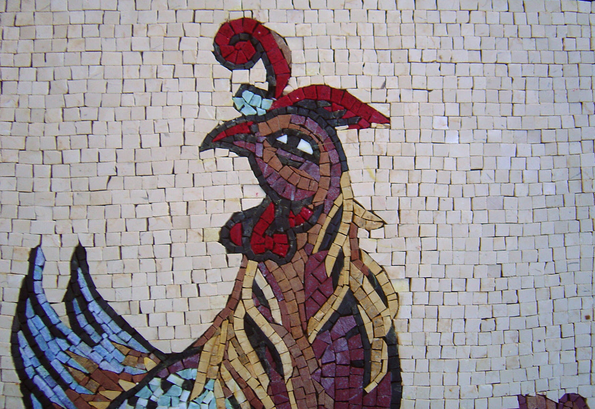 Handmade Peafowl Mosaic Mural: Marble Tile Wall Art (40x20)