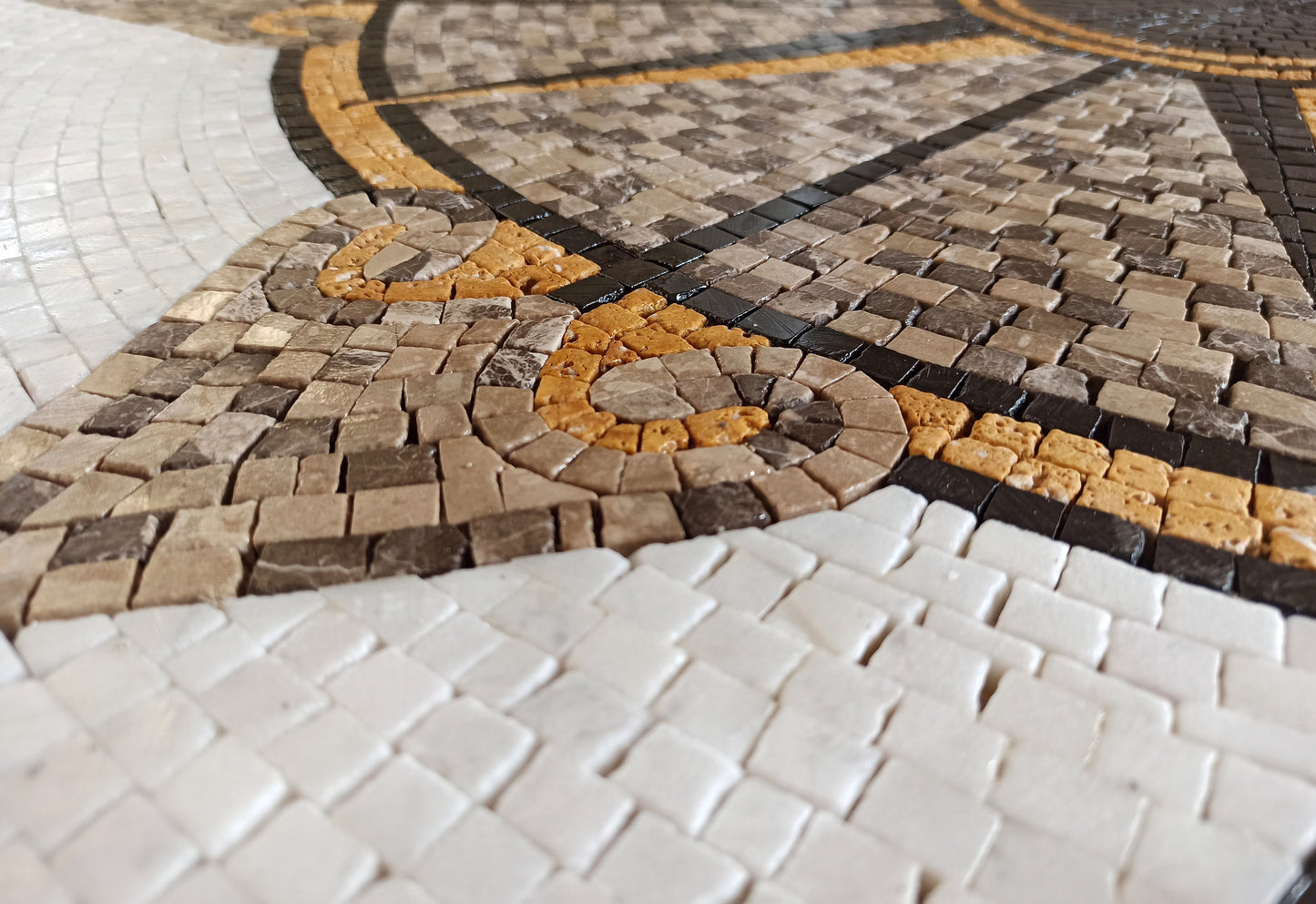 Nautical Compass Rose Mosaic Tile: Handmade Marble Medallion (32" Diameter)