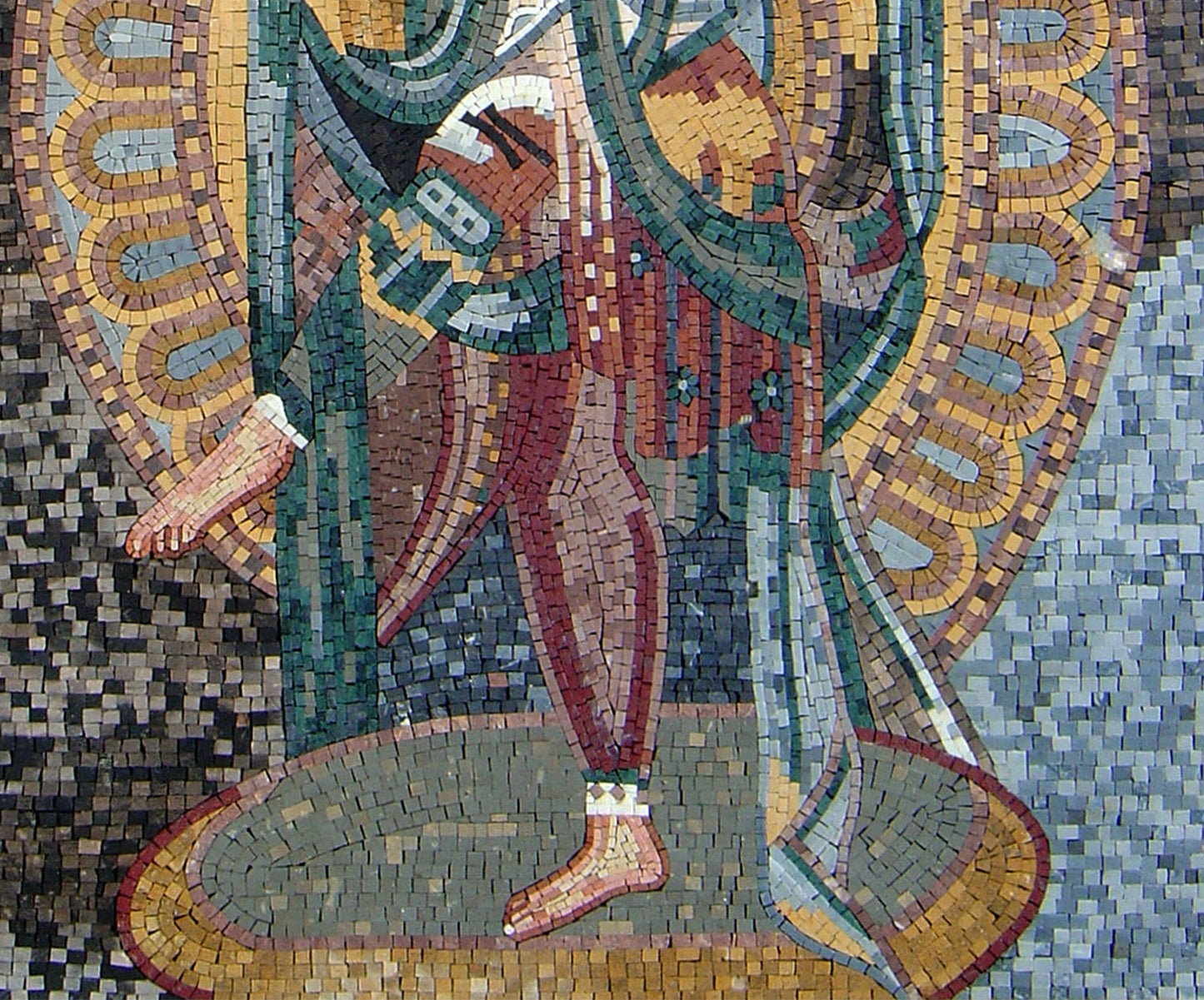 Handmade Hindu Goddess Mosaic Mural: Stone & Marble Wall Art