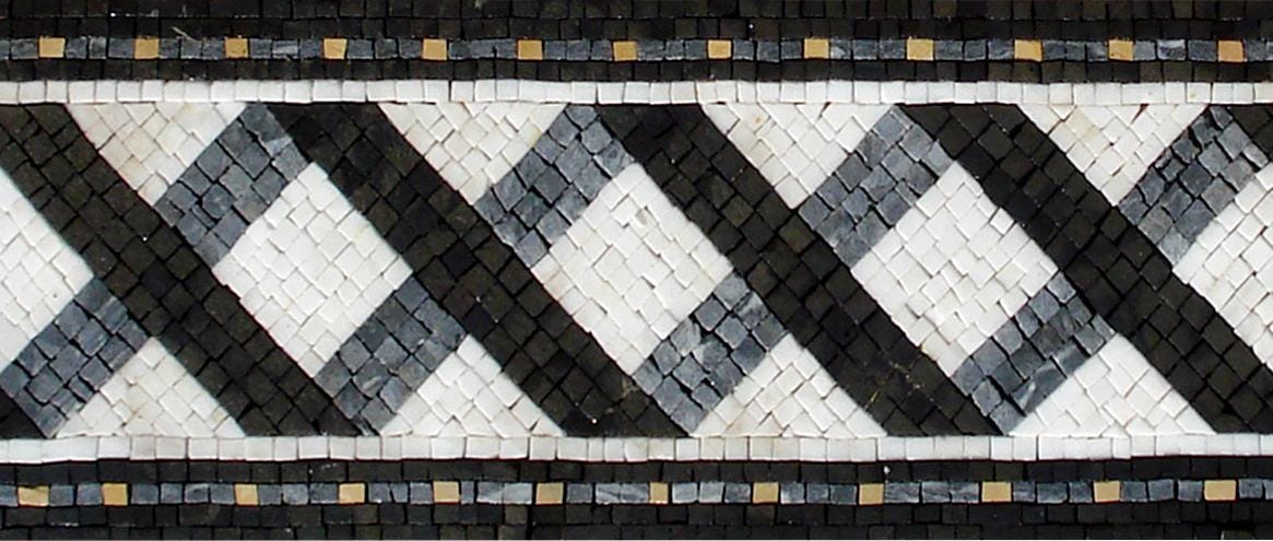 Black & White Diamond Mosaic Border Tile: Handmade Marble Accent Trim