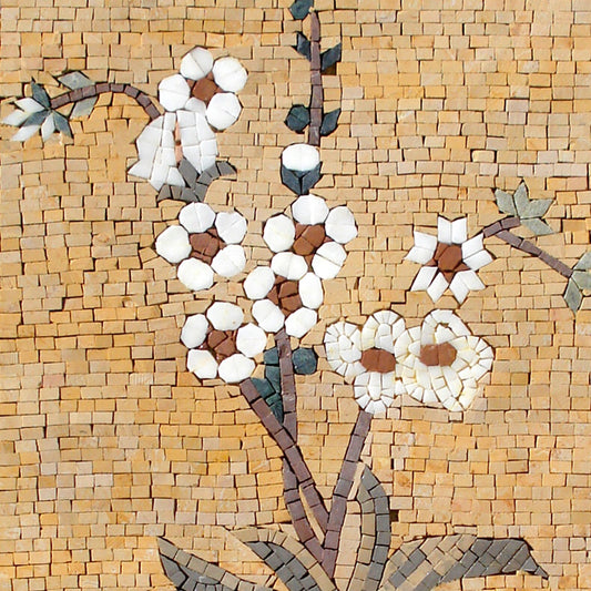 Handmade Daisy Mosaic Wall Art: Floral Stone Vase Decor