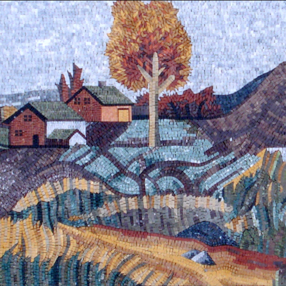 Handmade Deer Mosaic Tile Art: Marble Stone Gazelle Landscape