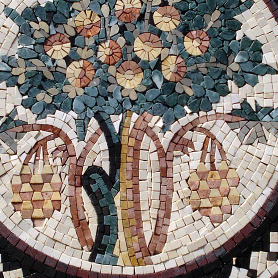 Custom Tree of Life Marble Mosaic Medallion: Handmade Stone Wall Art