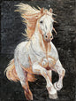 Handmade Marble Horse Mosaic Tile Art: Running Stallion Portrait