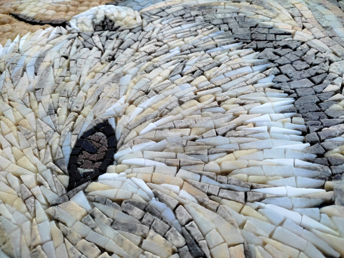 Handmade Polar Bear with Cub Marble Mosaic Tile Art
