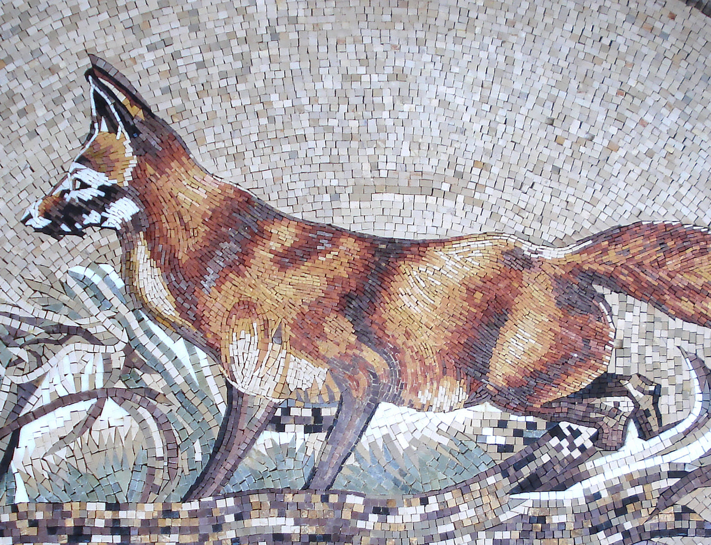 Fox Mosaic Tile Art: Handmade Marble Animal Wall Decor (50x32)