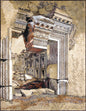 Handmade Ruin City Mosaic Tile Art: Marble Stone Wall Decor (62” x 48”)